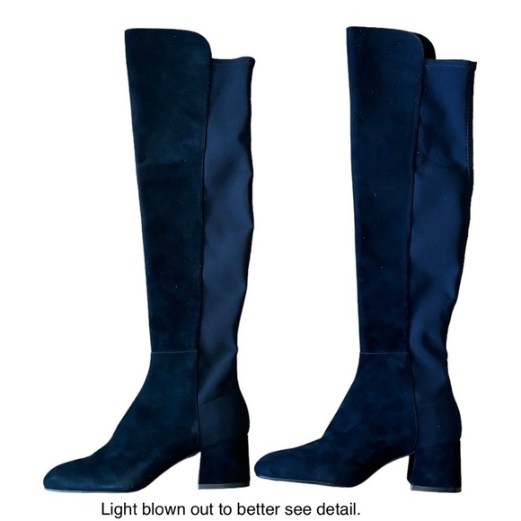STUART WEITZMAN 5050 YULIANA 60MM BLACK SUEDE LEATHER STRETCH KNEE HIGH BOOTS - Picture 5 of 15